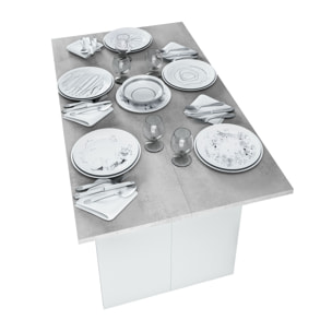 Tavolo Consolle Allungabile A Libro Bilbao 35-70 Cm Tavolo Salvaspazio Multiposizione Design Moderno Elegante Casa Ufficio Bianco E Grigio Cemento