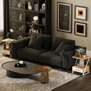 Juego de 2 Mesas Auxiliares para Salón Mesitas Auxiliares en Forma de Z con Cajón y Compartimento Mesita Auxiliar para Salón Dormitorio 40x35x50 cm Madera Natural