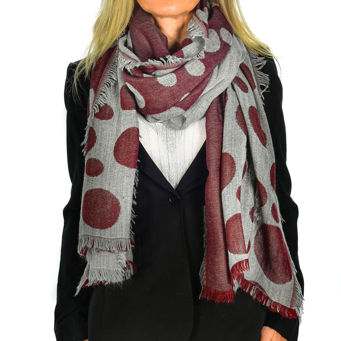 Fular sciarpa con design cerchi doppia bavero in modal e lana. Made in Italy.