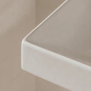 Ona 120x46x16 cm lavabo suspendu double vasque en céramique, 2 trous de robinetterie au milieu, trop-plein, blanc (A32768B000)