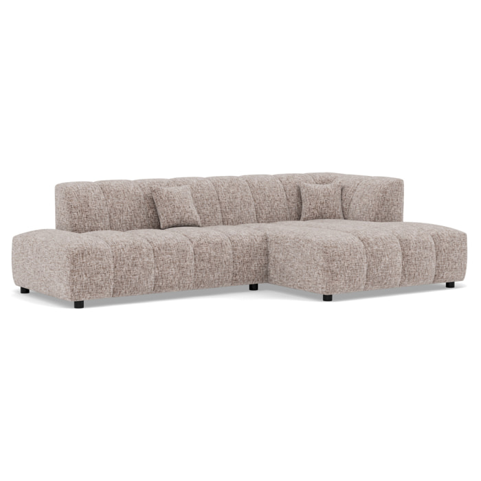 Curtis - canapé d'angle droit 4 places sans accoudoir en tissu texturé - Taupe