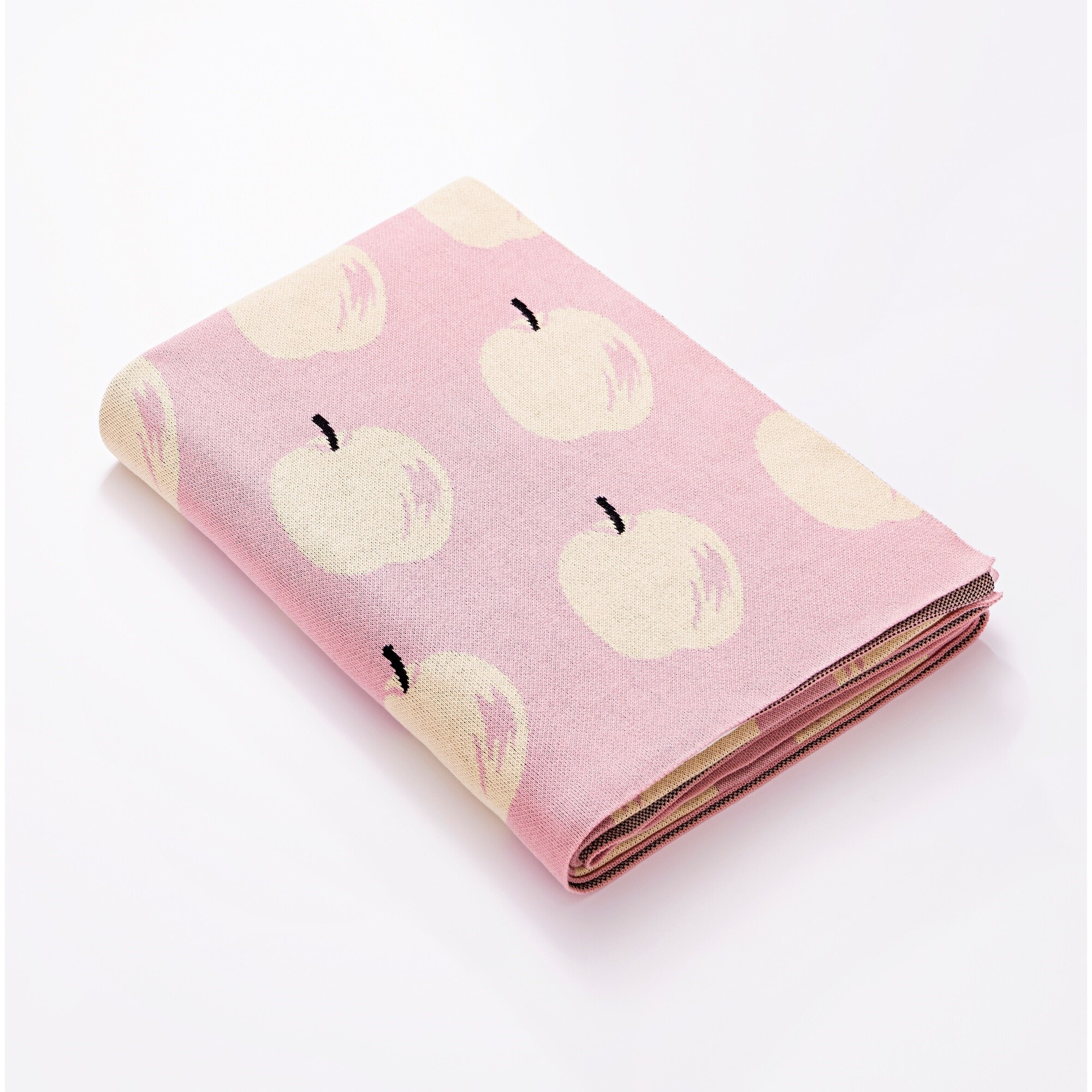 Manta 140x190cm 1000gr 100%acrilico rosa con manzanas amarillas benetton fruits