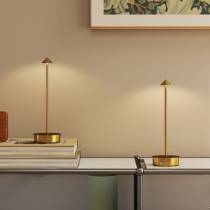 Juego de 2 Lámparas de Mesa Recargables por USB, Lámparas de Mesita de Noche Regulables con Control Táctil, 3000K/4500K/6000K, Luz LED Incluida, para Dormitorio, Salón u Oficina, Dorado