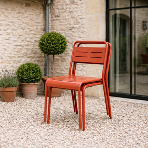 Lot de 2 chaises de jardin empilables terracotta EVORA