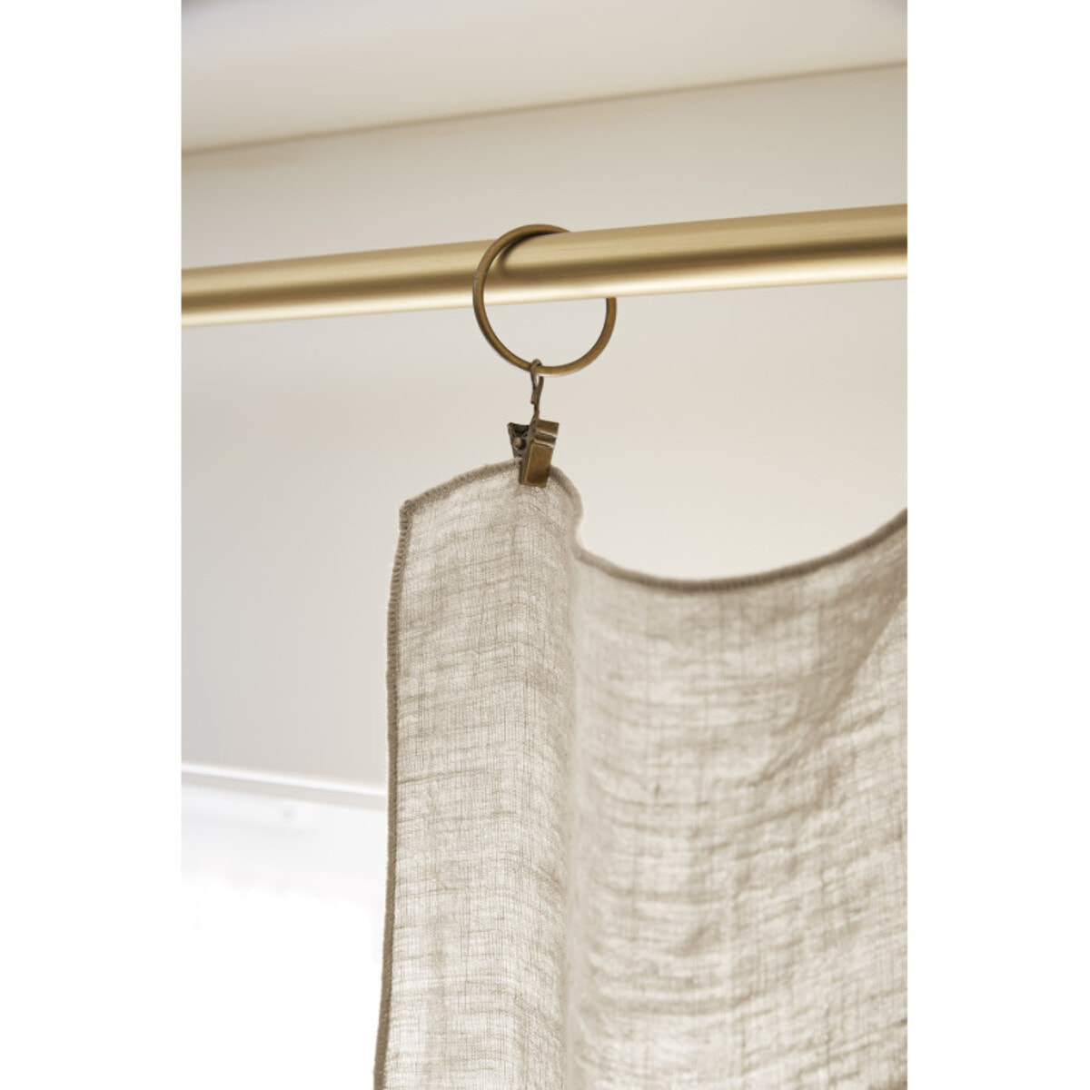 Rideau ajustable + 8 anneaux pince "Soline" 140 x 270 cm Lin lavé - Couleur: Soline Sable