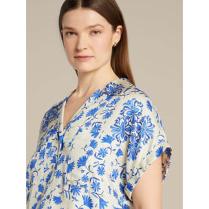 Elena Mirò - Camisa de viscosa ECOVERO™ estampada - Azul aciano