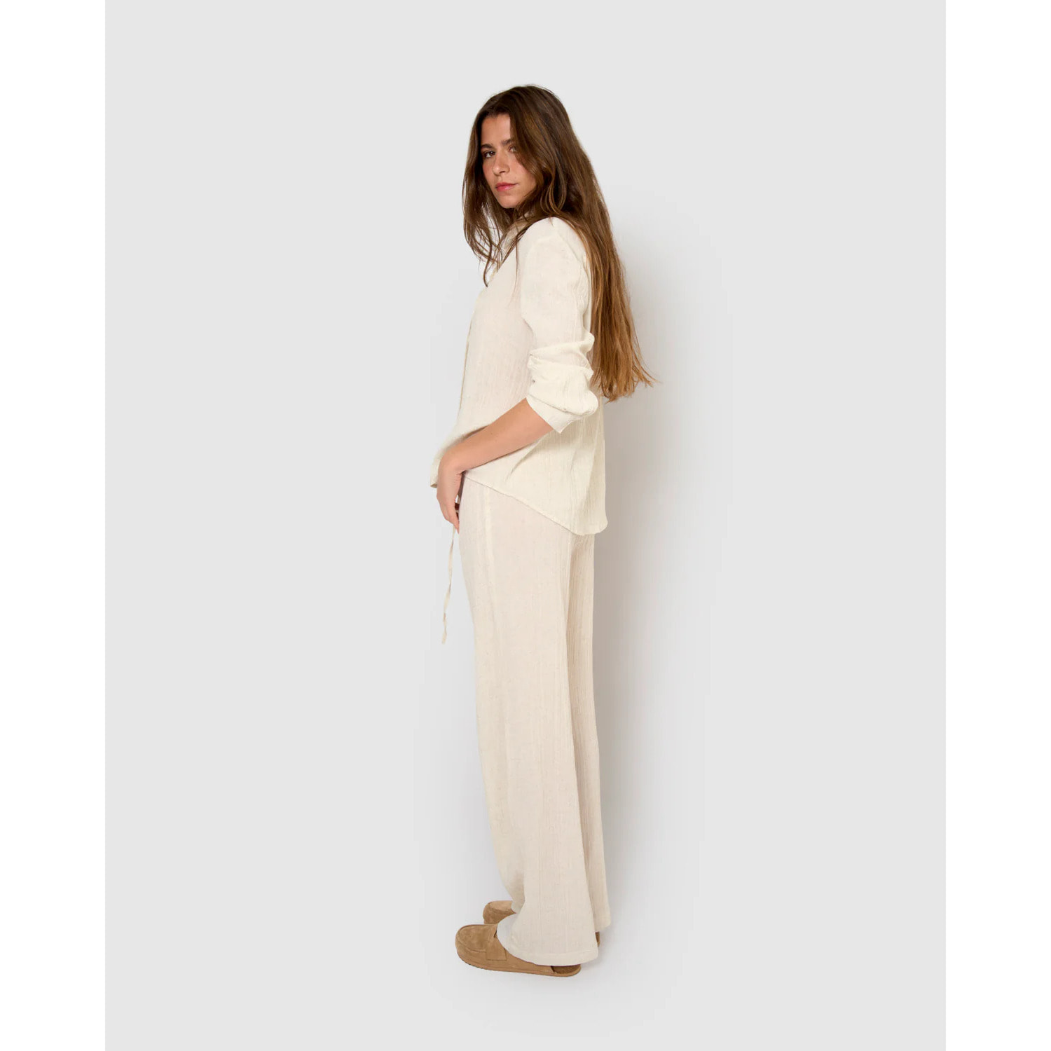Pantalón algodón lino natural