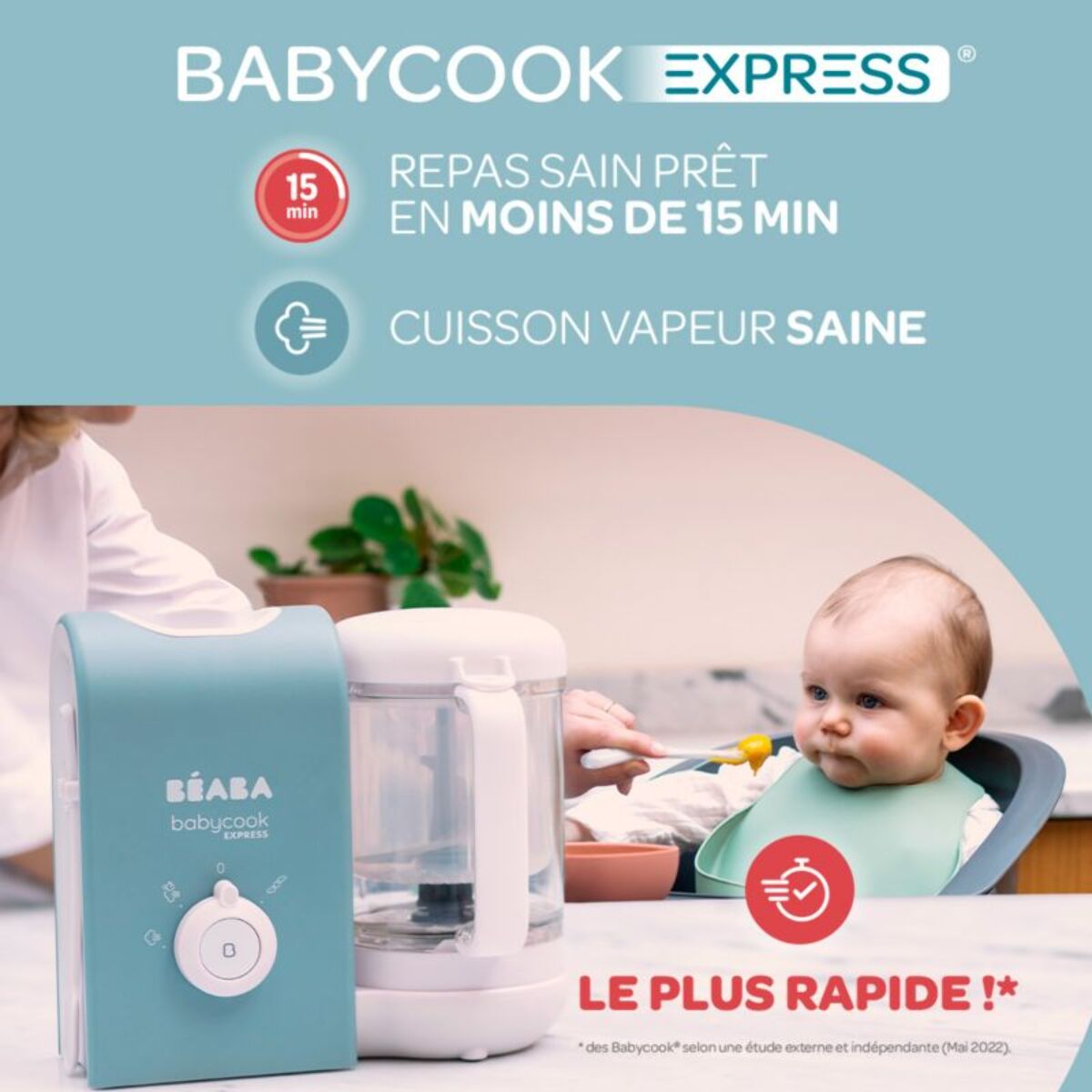 Mixeur Cuiseur Bébé BEABA Babycook Express terre d'argile