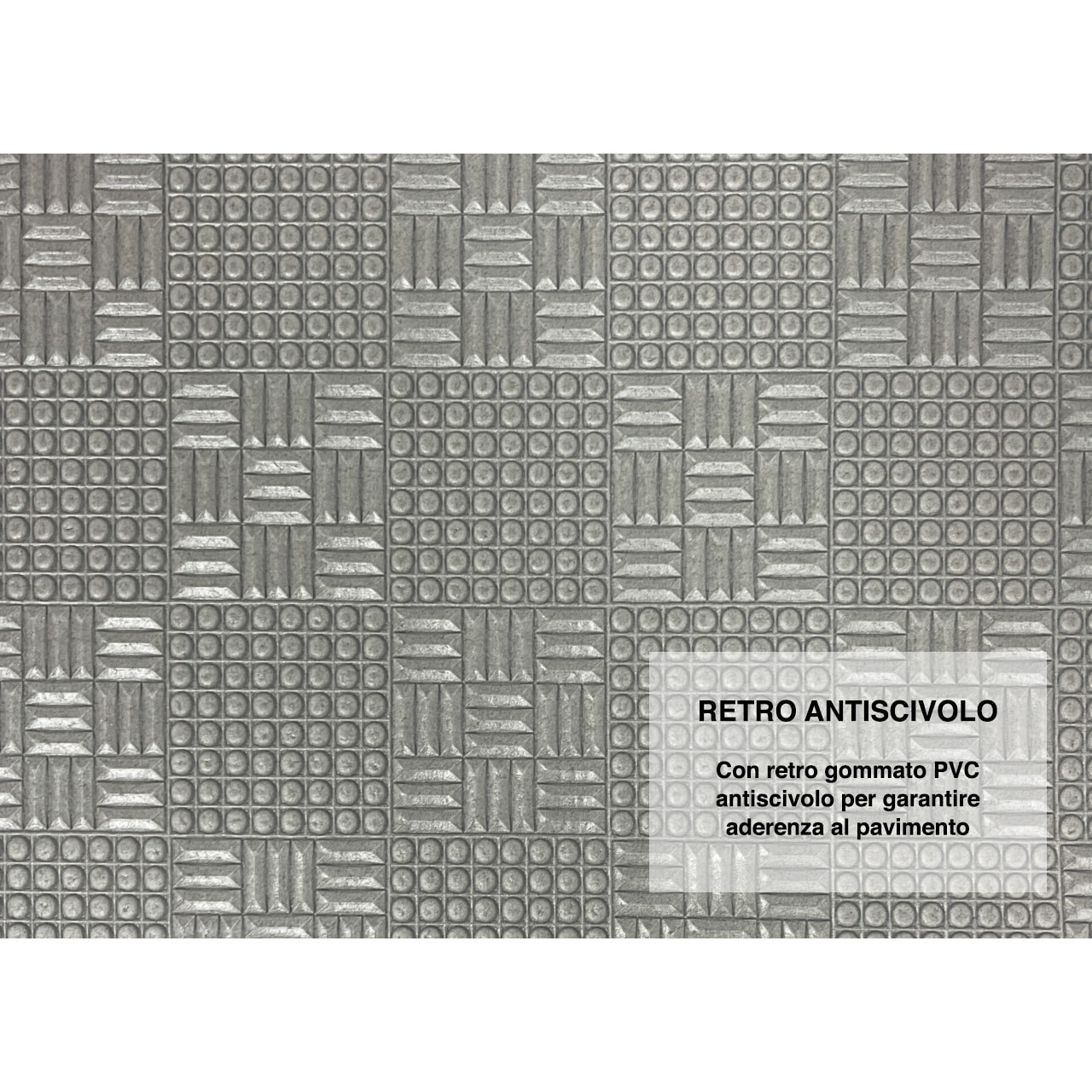 Tappeto Passatoia Corsia Cucina Ingresso Antimacchia Disegno Quadri 3d Grigio 3765