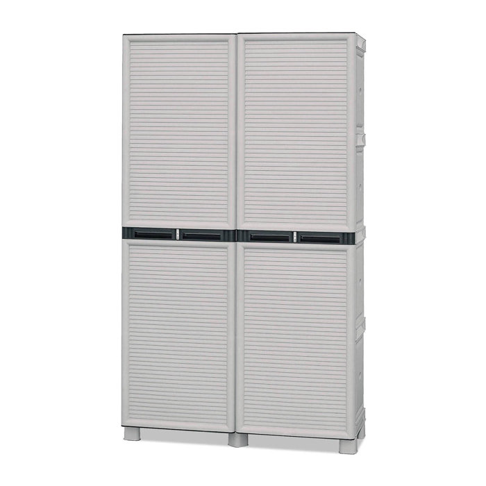 Armadio da esterno Allain, Mobile multiuso, Armadio per lavanderia, Armadietto outdoor, 100% Made in Italy, Grigio chiaro, 100x39h172 cm