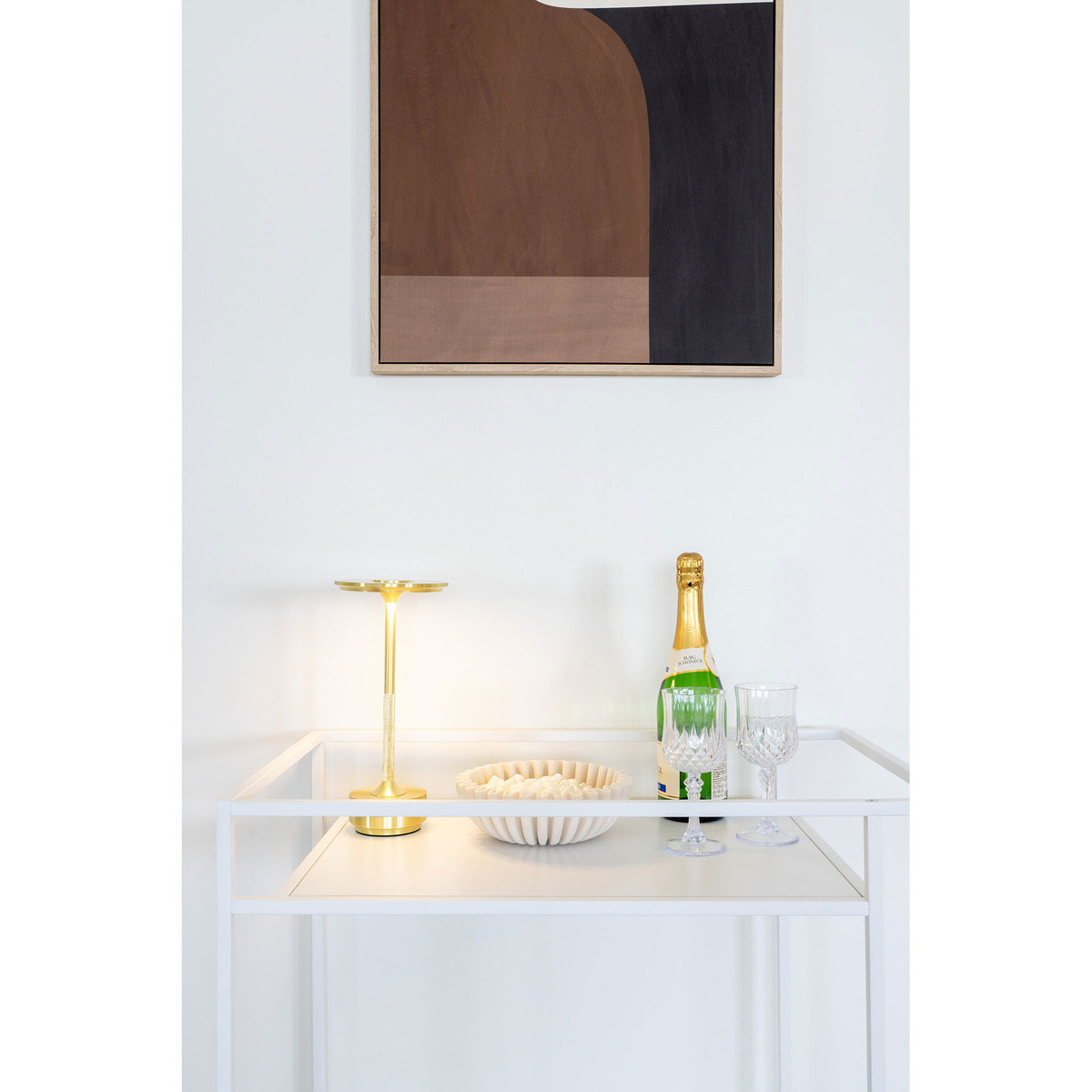 Carrello Bar Vita 2 Ripiani Bianchi con Telaio Bianco — 68×40×79 cm