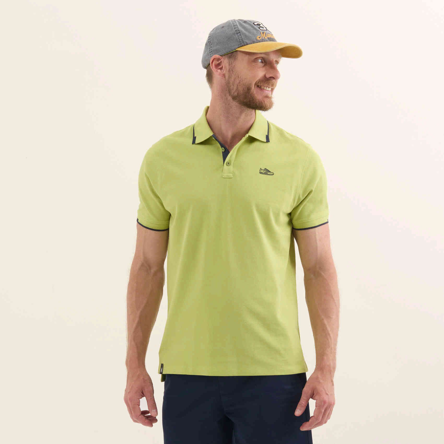 Polo de Manga Corta Piqué Algodón Orgánico Detalles Contraste LIFESTYLE POLO SLAM LIME