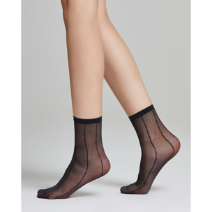 Calzino velato Peonia con righe verticali