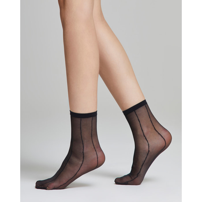 Calzino velato Peonia con righe verticali