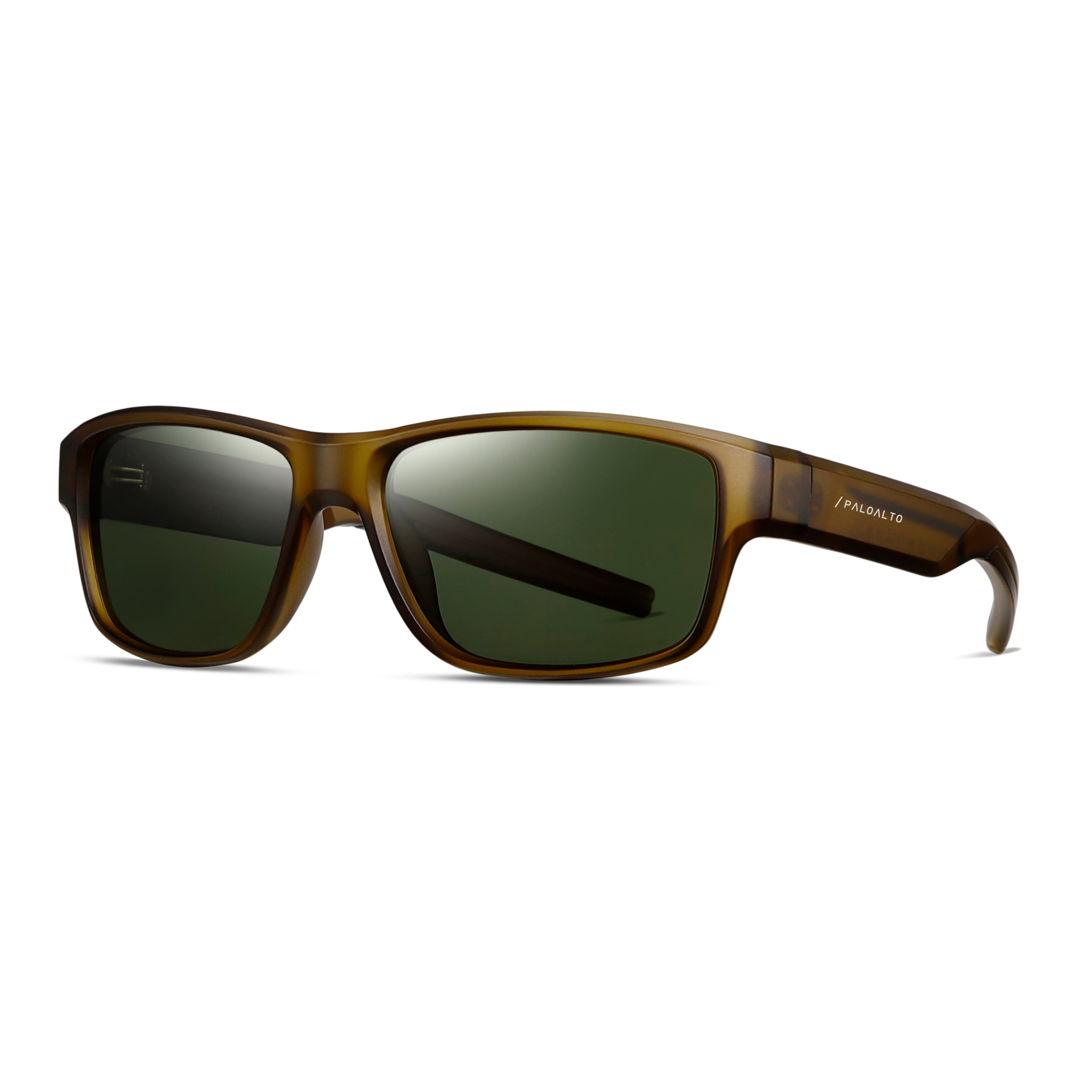 Gafas PALOALTO modelo SANDBOARD, en color Montura marrón mate con lentes polarizadas G15 verdes.