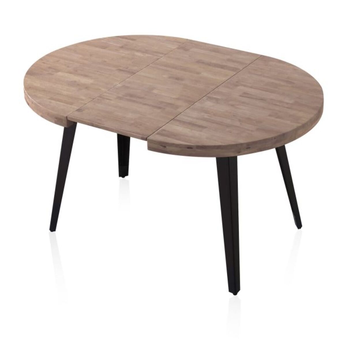 Mesa redonda extensible Berg 120 Roble Honey - Negro