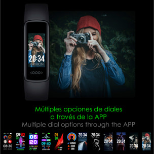 DAM Brazalete inteligente TK30 con temperatura corporal, multideporte, monitor cardiaco y de presión sanguínea. 5,5x1,2x2 Cm. Color: Violeta