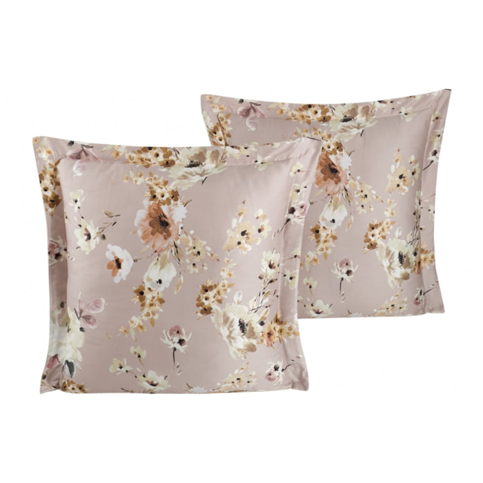 Lot de 2 Taies d'oreiller satin de coton imprimé