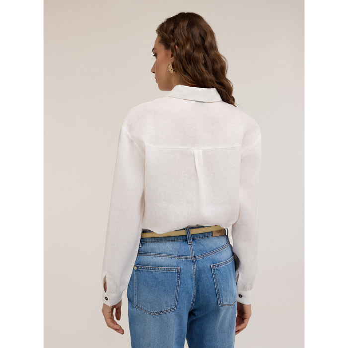 Motivi - Camisa de lino - Blanco