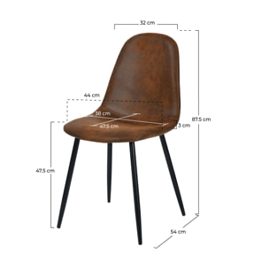 Lot de 2 chaises en microfibre marron effet vieilli - Malrik