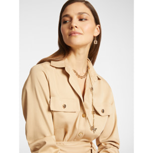 Elena Mirò - Vestido camisero con cinturón - Beige