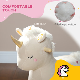 AIYAPLAY Cavallo a Dondolo per Bambini 2-4 Anni a Unicorno con Suoni e Rivestimento Morbido, Bianco