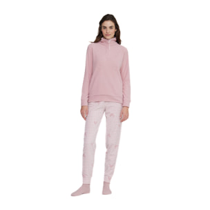 Pigiama donna heart in pile con collo tre bottoni Noidinotte