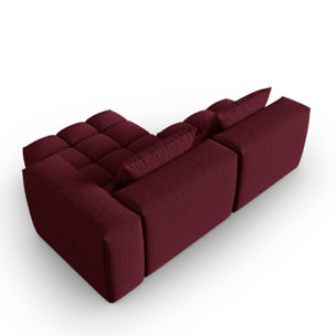 Canapé d'angle droit modulable "Lorella" 3 places en tissu structurel bordeaux