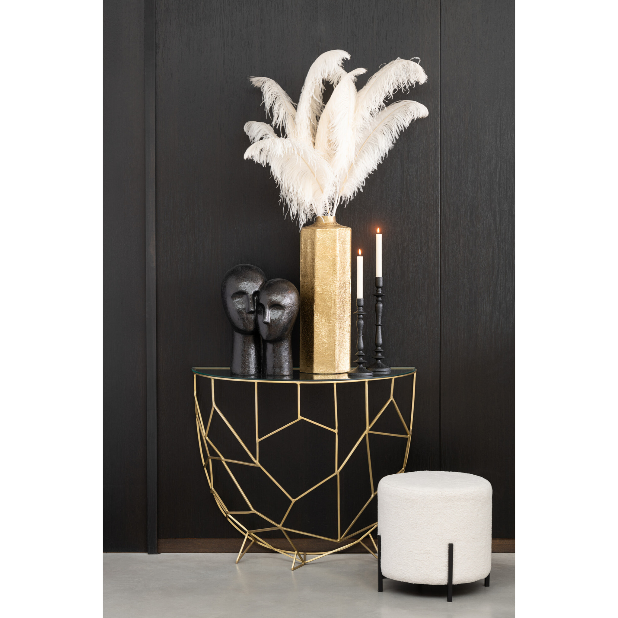 J-Line Plume D'autruche 5 Parties Creme Large