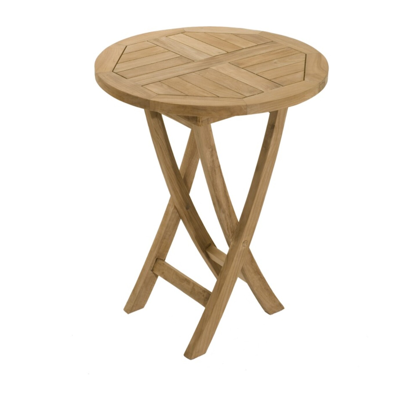 FUN - Table de jardin 2 personnes, ronde pliante 60x60cm en bois Teck
