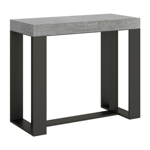 Console extensible 90x40/300 cm Futura Gris Béton cadre Anthracite