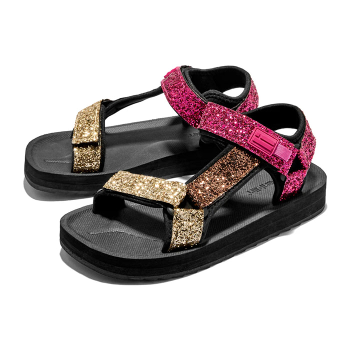 Sandalias de Tiras de Mujer con Detalles Brillantes en Rosa