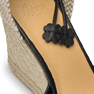 Alpargatas de cuña de mujer Carina en cuero y cierre de lazo