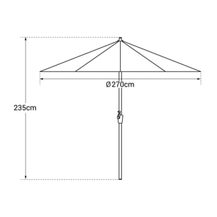 Parasol droit HAPUNA rond - Gris