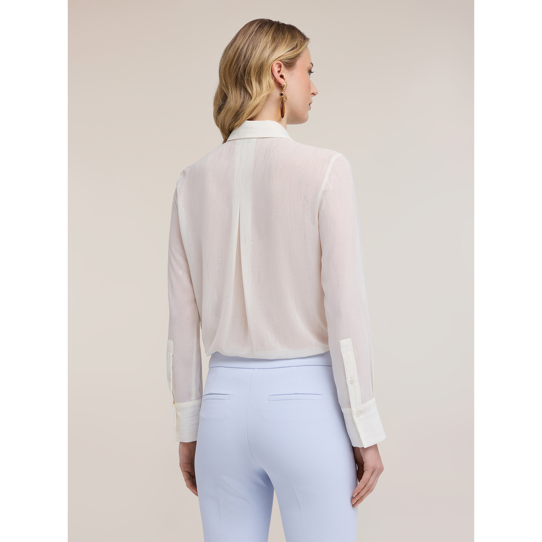 Motivi - Camisa de gasa fil coupé - Blanco