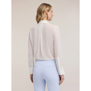 Motivi - Camisa de gasa fil coupé - Blanco