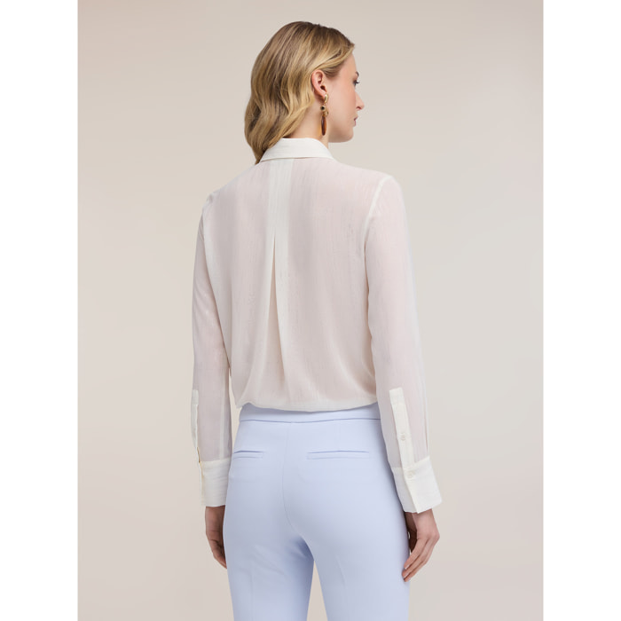 Motivi - Camisa de gasa fil coupé - Blanco