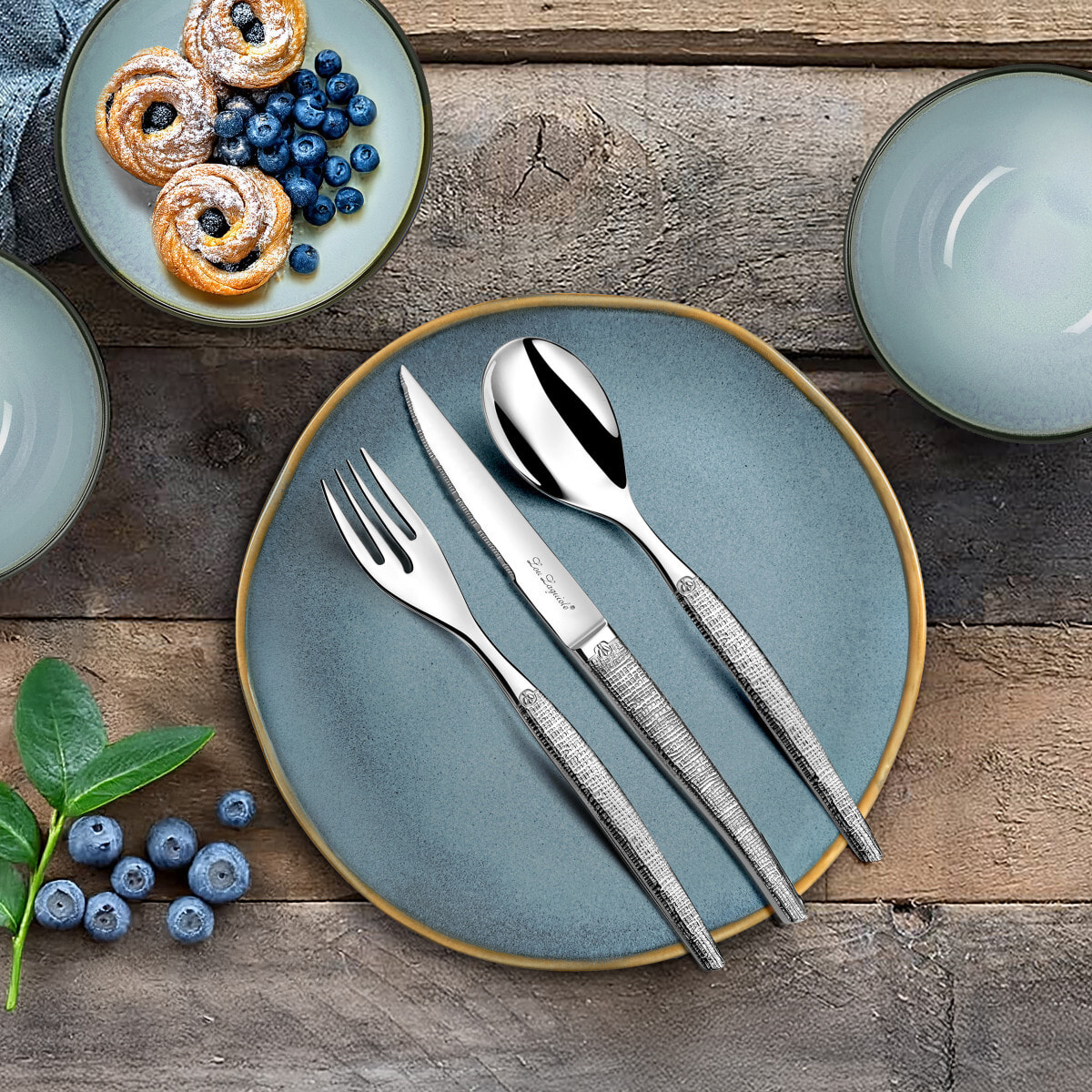 Jet Styl - Set di posate da 24 pezzi con coltelli da bistecca in acciaio inox