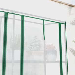 Invernadero de Exterior de 3 Niveles Invernadero de Jardín con 9 Estantes Puerta Enrollable con Cremallera Marco de Acero Cubierta de PE 140g/m² Anti-UV para Terraza Patio 215x46x151cm Blanco
