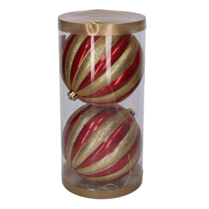 Palla di plastica confezione da 2 pezzi rosso e oro cm ø20