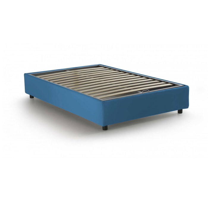 Letto matrimoniale Annibale, Letto contenitore con rivestimento in tessuto, 100% Made in Italy, Apertura frontale, adatto per materasso Cm 160x190, Blu