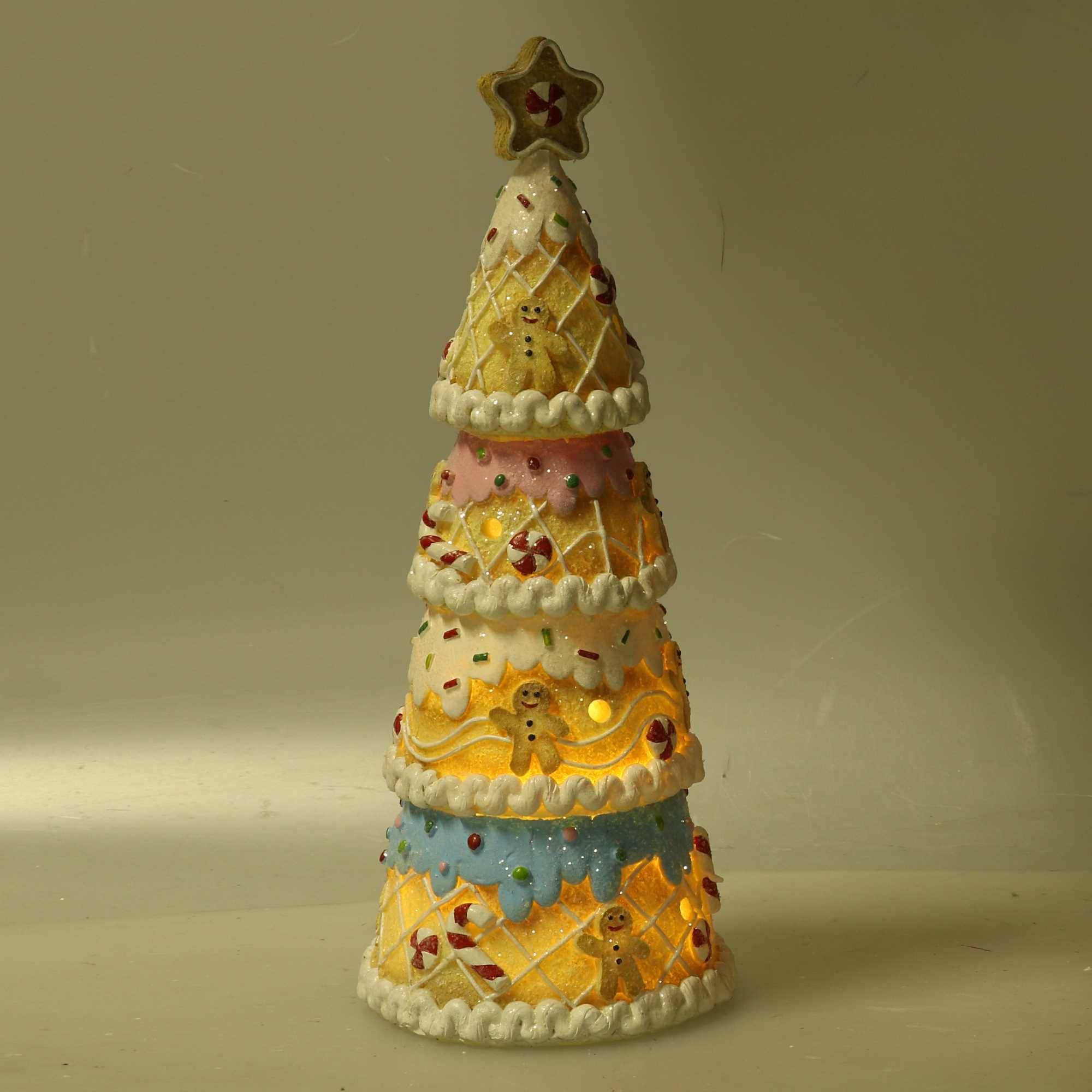 Albero in resina candy rosa con led cm11x11h27,5