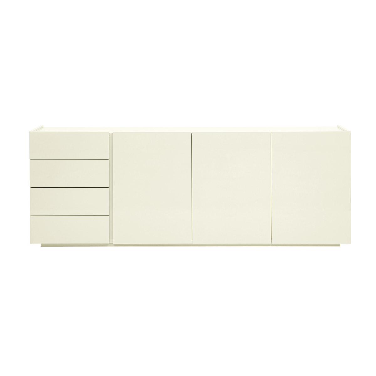 Buffet beige laqué brillant 3 portes 4 tiroirs L200 cm ISAURE