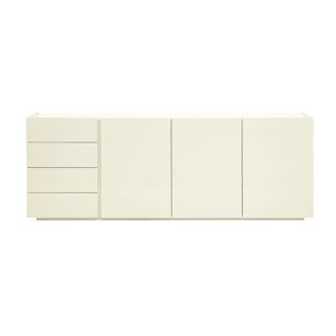 Buffet beige laqué brillant 3 portes 4 tiroirs L200 cm ISAURE