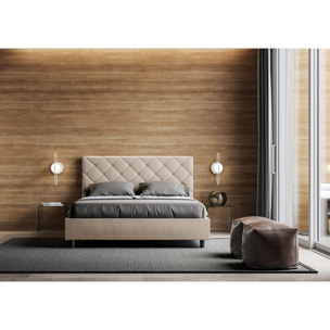 Letto matrimoniale con rete imbottito 160x200 similpelle tortora Priya