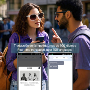 Gafas AI GY-500, traducción de +100 idiomas, asistente inteligente y notas de voz.