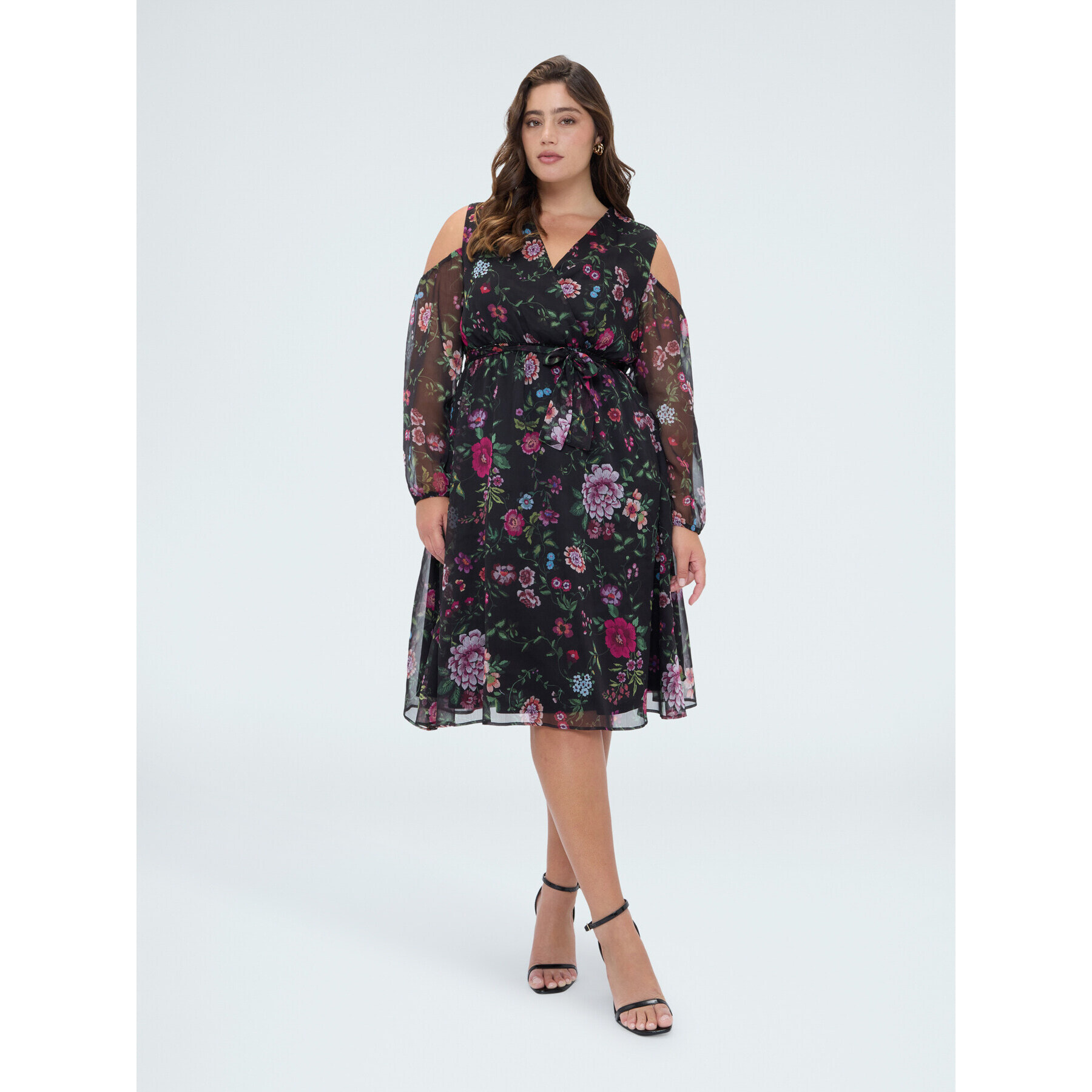 Fiorella Rubino - Vestido Dream estampado flores y cut-out - Negro