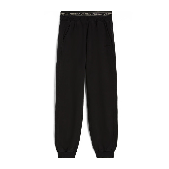 Pantaloni joggers in felpa invernale con elastico logato