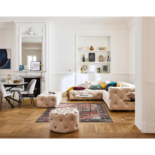 Gallata - canapé Chesterfield d'angle gauche - 5 places - en velours - Beige