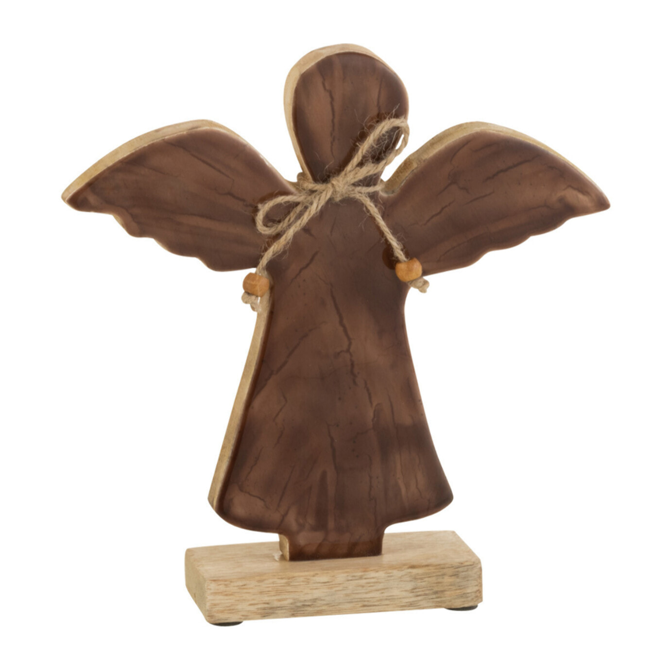 J-Line figurine Ange Sur Pied Vernis - bois - marron - medium Medium